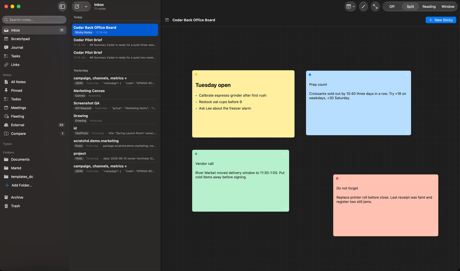 Sticky note board
